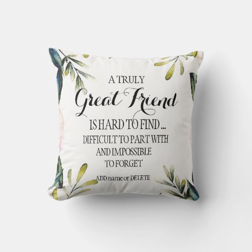 Friend Leaving Gift Script for Friend Appreciation Throw Pillow