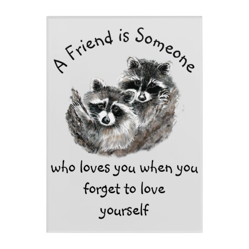 Friend Loves You Cute Raccoons  Acrylic Print