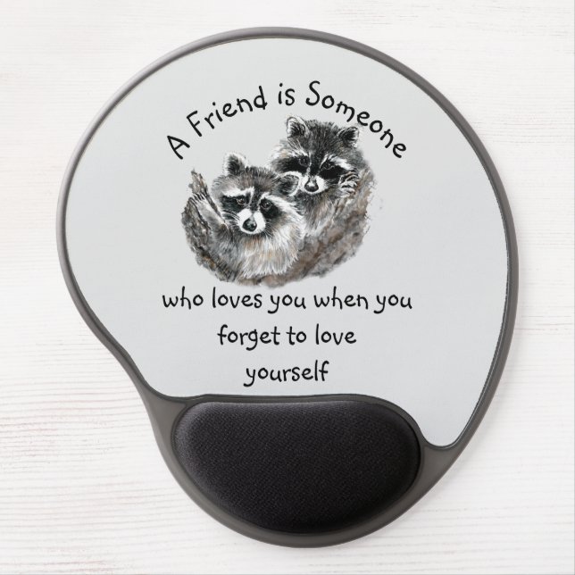 Friend Loves You Cute Raccoons Animal Art  Gel Mouse Pad (Front)