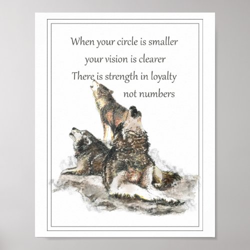 Friend Loyalty Wisdom Wolf Pack Quote Poster