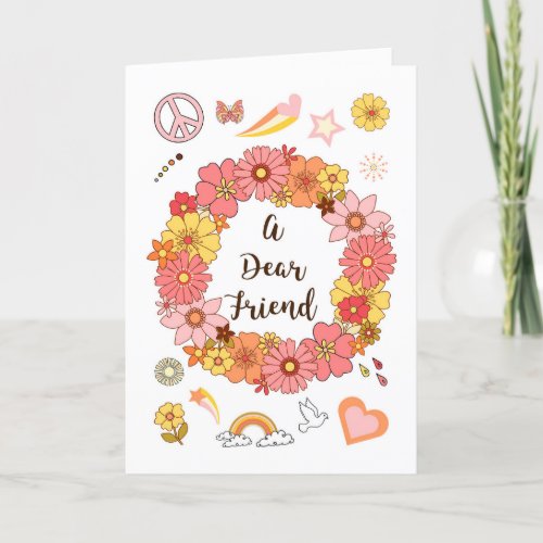 Friend Mothers Day Floral Peace and Love   Card