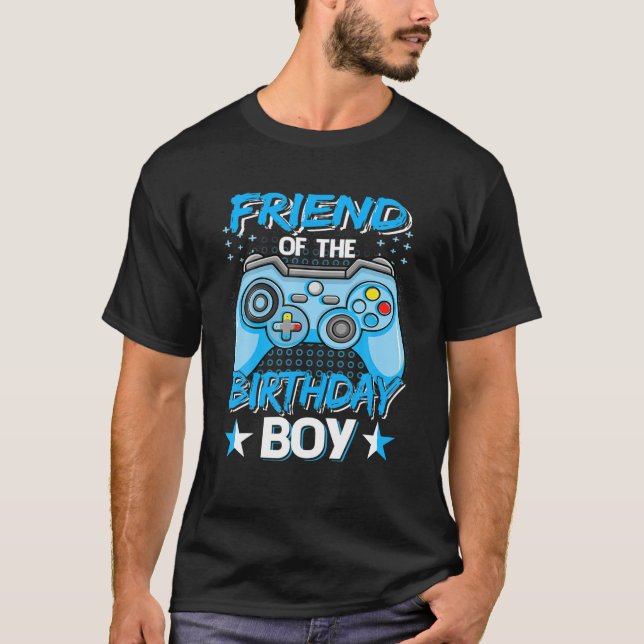 Friend Of The Birthday Boy Matching Video Gamer Bi T-Shirt (Front)