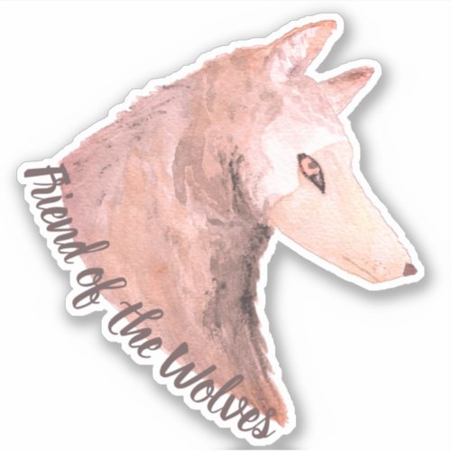 Friend of the Wolves Red Watercolor Wolf Sticker