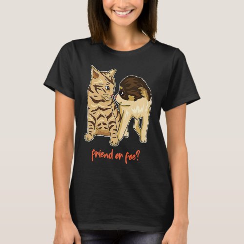 Friend or Foe  Little Kitten And Puppy Kitty Doggy T_Shirt