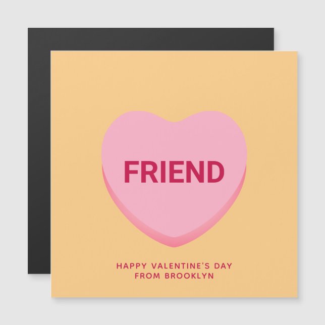Friend orange conversation heart Valentine's card (Front/Back)