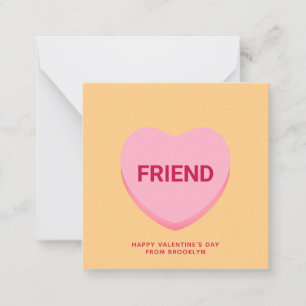 Friend orange conversation heart Valentine's Day Note Card