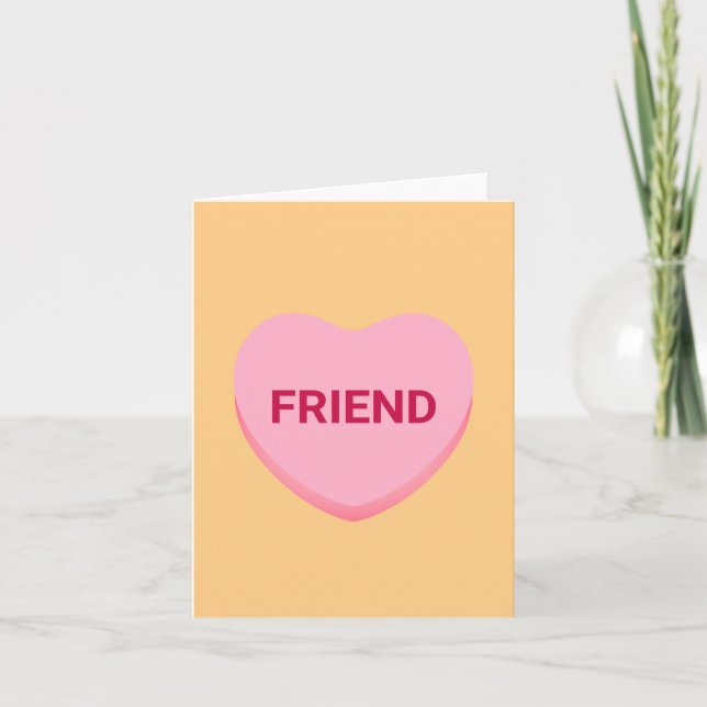 Friend orange pink conversation heart Valentine's Note Card (Front)