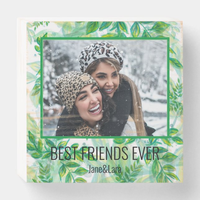 Friend Photo Portrait Jungle Green Theme Wooden Box Sign (Front Horizontal)