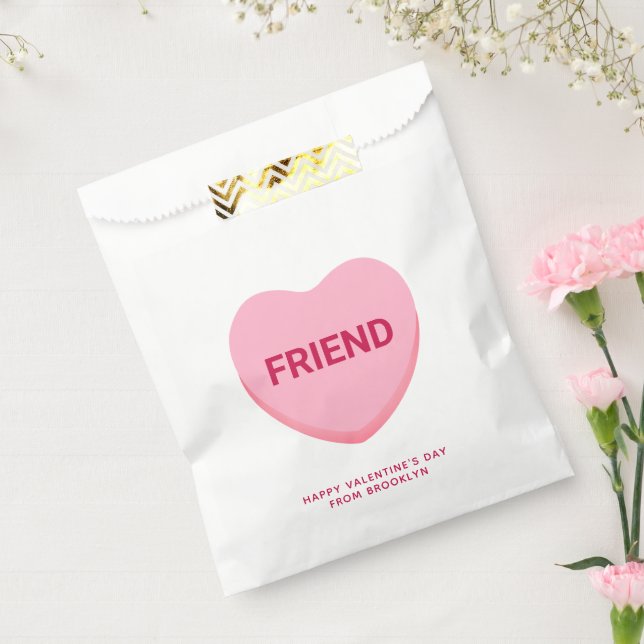 Friend pink conversation heart Valentine's Day Favor Bag (Sealed)