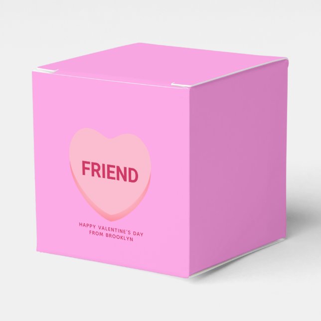 Friend pink conversation heart Valentine's Day Favor Boxes (Front Side)