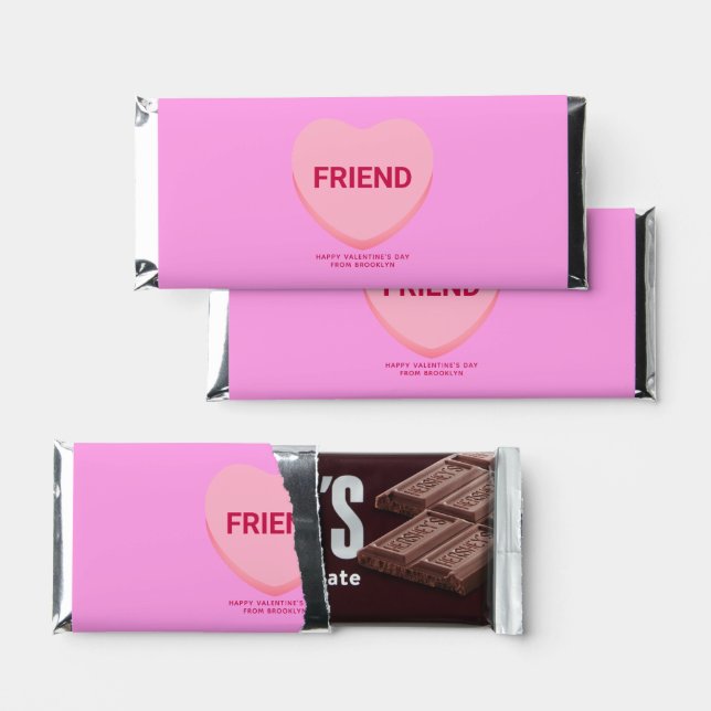 Friend pink conversation heart Valentine's Day Hershey Bar Favors (Front)