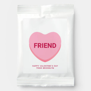 Friend pink conversation heart Valentine's Day Hot Chocolate Drink Mix