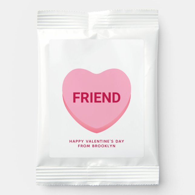 Friend pink conversation heart Valentine's Day Hot Chocolate Drink Mix (Front)