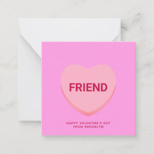 Friend pink conversation heart Valentine's Day Note Card