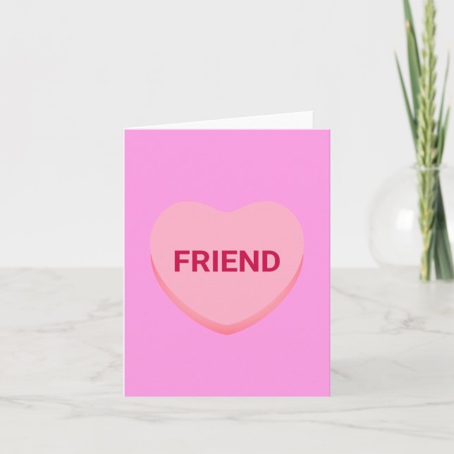Friend pink conversation heart Valentine's Day Note Card (Front)