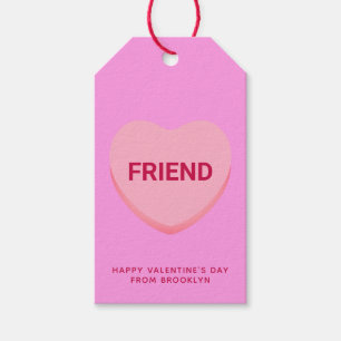 Friend pink cute conversation heart Valentine's Gift Tags