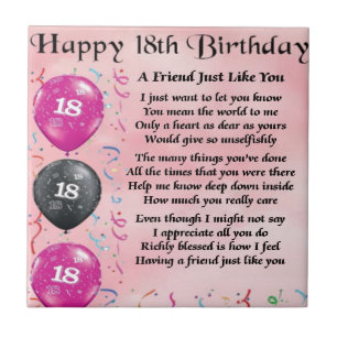 Friend Poem 18th Birthday Tile