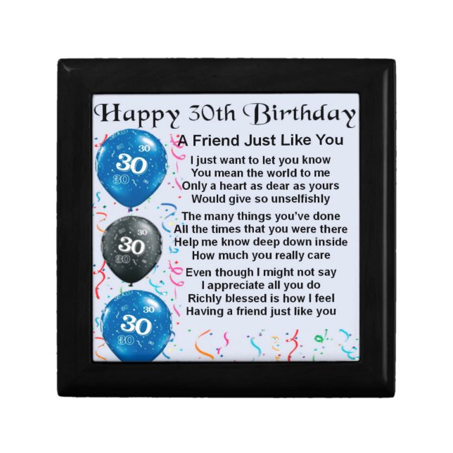 Friend Poem - 30th Birthday Keepsake Box (Front)