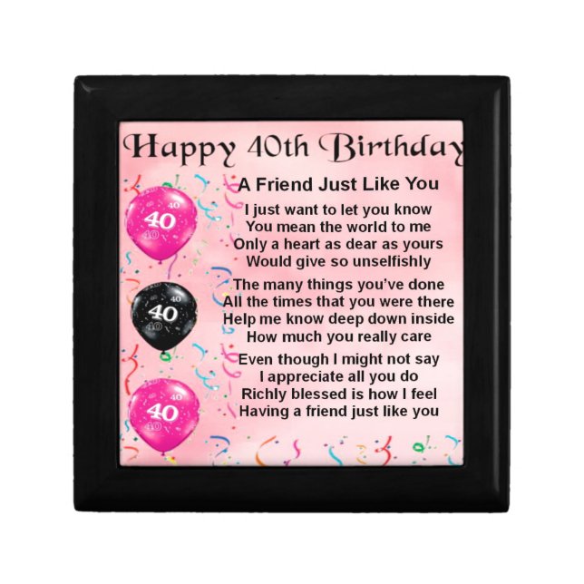 Friend Poem - 40th Birthday Gift Box (Front)