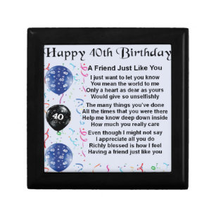 Friend Poem 40th Birthday Jewelry Box