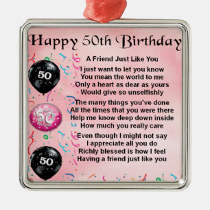Friend Poem - 50th Birthday Metal Ornament