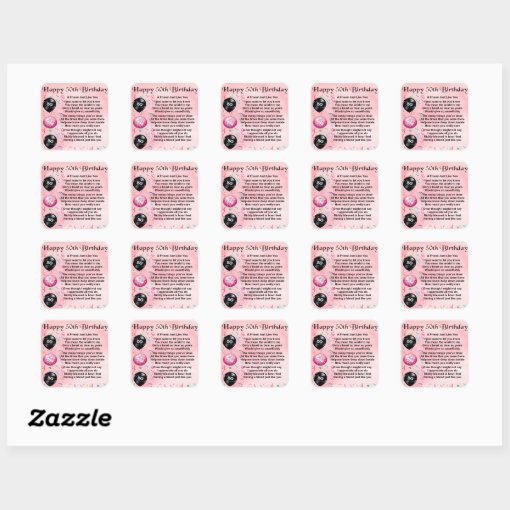 Friend Poem 50th Birthday Square Sticker Zazzle