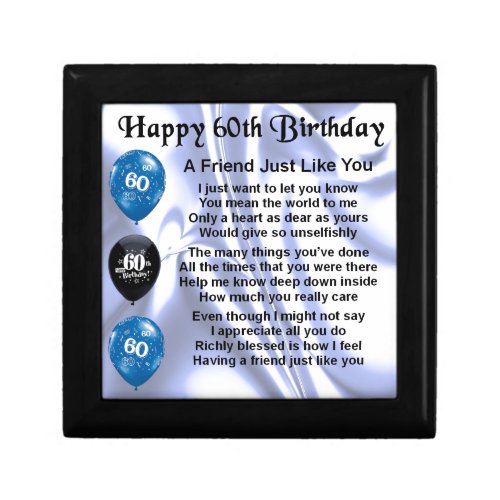 Friend Poem  60th Birthday Keepsake Box