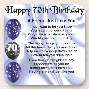 Friend Poem - 70th Birthday Coaster