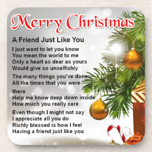 Friend Poem - Christmas Design Beverage Coaster