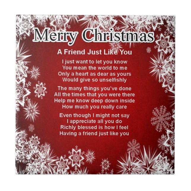 Friend Poem - Christmas Design Tile (Front)