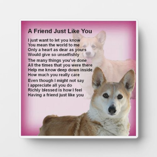 Friend Poem Plaque  _  Corgi Dog  Design