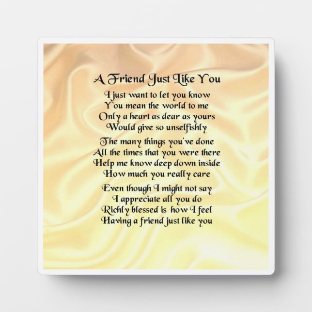 Friend Poem Plaque  -  Cream silk  Design (Front)