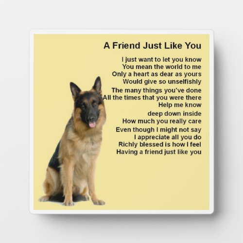 Friend Poem Plaque  _  German Shepherd Dog  Design