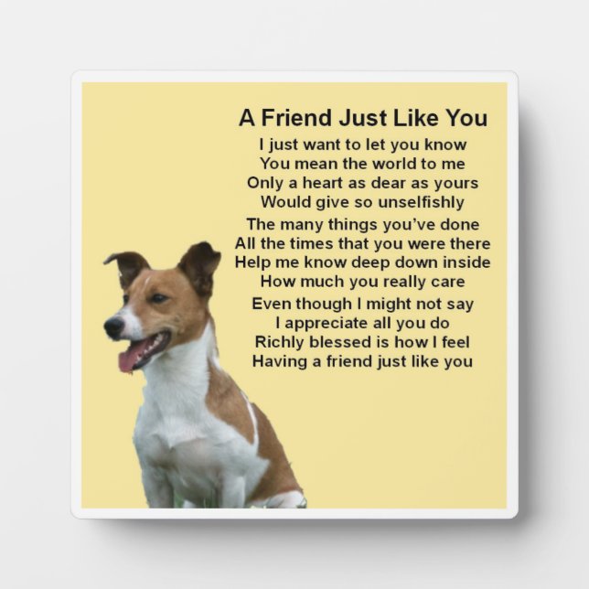 Friend Poem Plaque  -  Jack Russell  Design (Front)