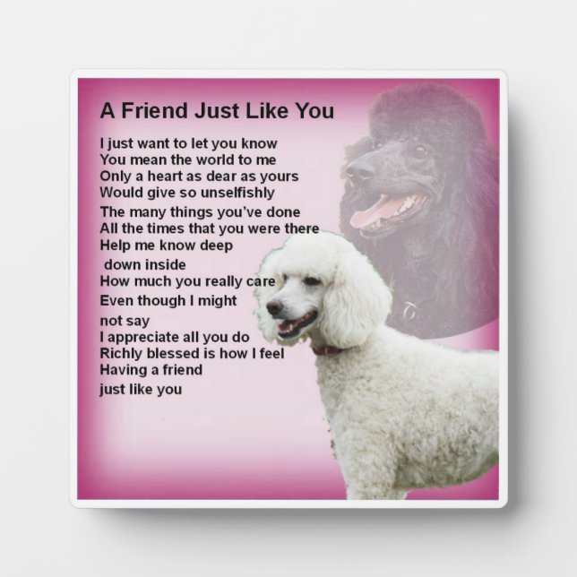Friend Poem Plaque  -  Poodle Dog  Design (Front)