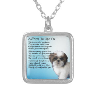 Friend Poem - Shih Tzu Design Silver Plated Necklace