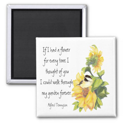 Friend Poem with Chickadee  Sunflower Garden Magnet