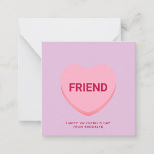 Friend purple conversation heart Valentine's Day Note Card