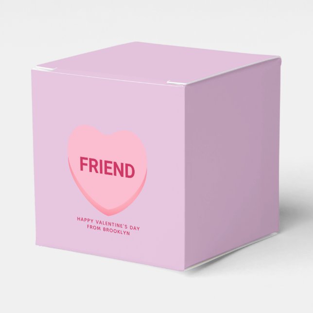 Friend purple pink conversation heart Valentine's Favor Boxes (Front Side)