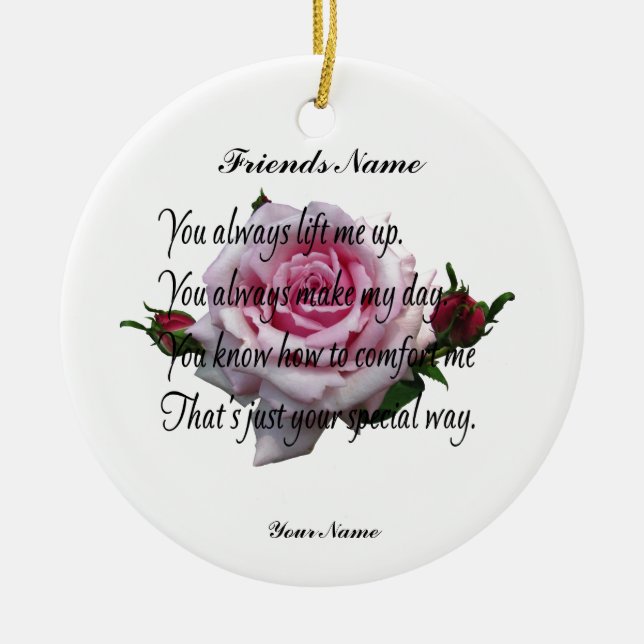 FRIEND QUOTE CERAMIC ORNAMENT (Front)