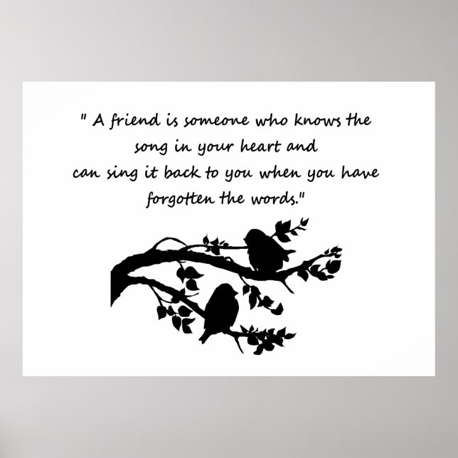 Friend Quote Friendship with two cute friends Bird Poster (Front)