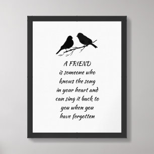 Friend quote Song in your Heart & Birds Framed Art
