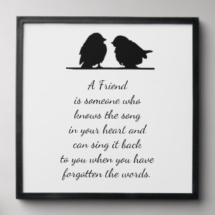 Friend quote Song in your Heart & Birds Peel And Stick Photo Tile
