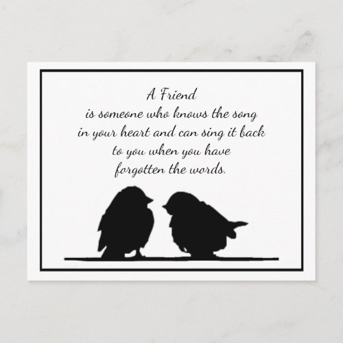 Friend quote Song in your Heart  Birds Postcard