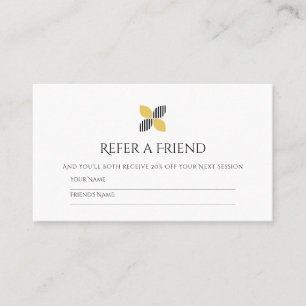 Friend Referral Professional Black and Gold Clover Card
