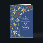 Friend Religious Birthday Daisies and Wildflowers  Card<br><div class="desc">An inspirational message on the front reminds us that God has blessed us with friends who brings color and joy to our lives. Cream colored daisies alongside orange wildflowers are bright and airy and stand out against the dark navy blue background. Wish your friend a happy birthday that blossoms with...</div>