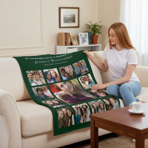 Friend Remembrance Collage Green Fleece Blanket