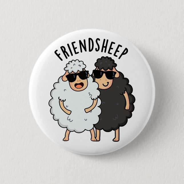 Friend-sheep Funny Sheep Pun  Button (Front)