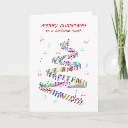 Friend Sheet Music with a Stave Christmas Holiday Card