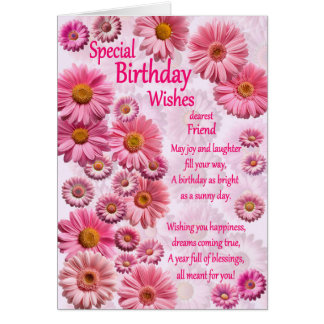 Friend Special Birthday Wishes Pink Daisies Cards